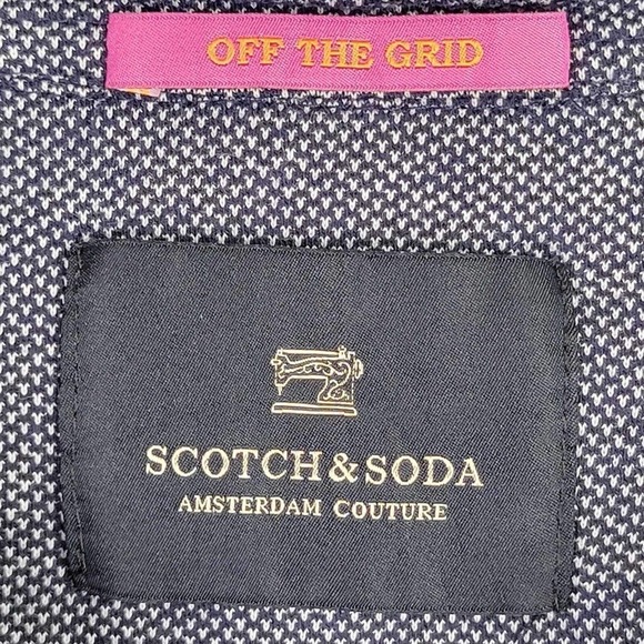 Scotch & Soda Polo Shirt Off The Grid Men's 2XL Navy White Textured Short Sleeve - Picture 7 of 11